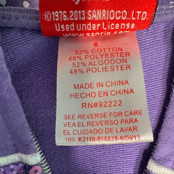 💜3/$15 Hello Kitty Purple Zipper Short Sleeve Hoodie - Picture 7 of 7